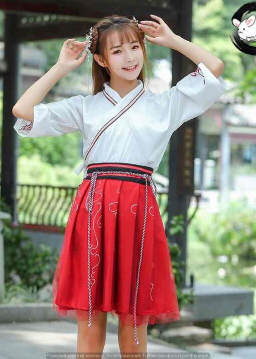 Hán phục cách tân - Hanfu cách tân váy đỏ 1 hanfu cach tan vay ngan 14